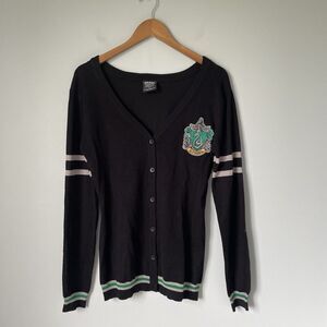 Warner Bros. Harry Potter Slytherin Cardigan Sweater Black Women's Size Medium